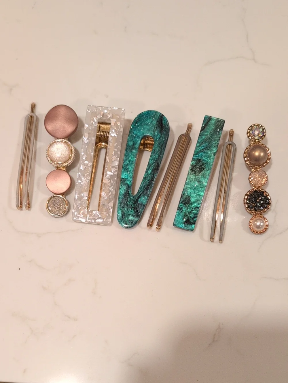 Assorted Green and Rose Gold Women’s Hair Clip Set